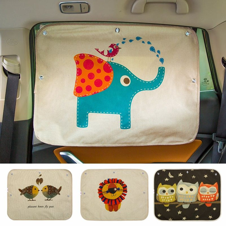 Lisslune | Cute cartoon linen car sunshade curtain for windshield and side windows - 70cm x 50cm