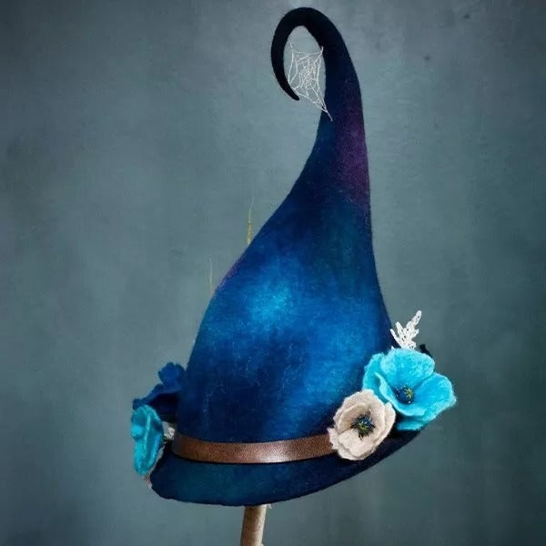 Lisslune | HexaHat – Handmade Felt Witch Hat made of Merino Wool & Silk Chiffon
