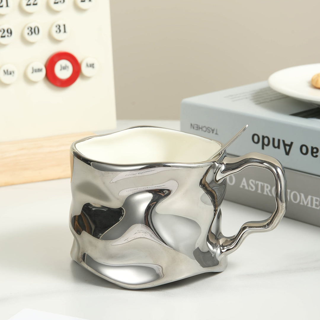 Lisslune | CreArt Mug – Handmade Ceramic Coffee Mug with Unique Crinkled Design
