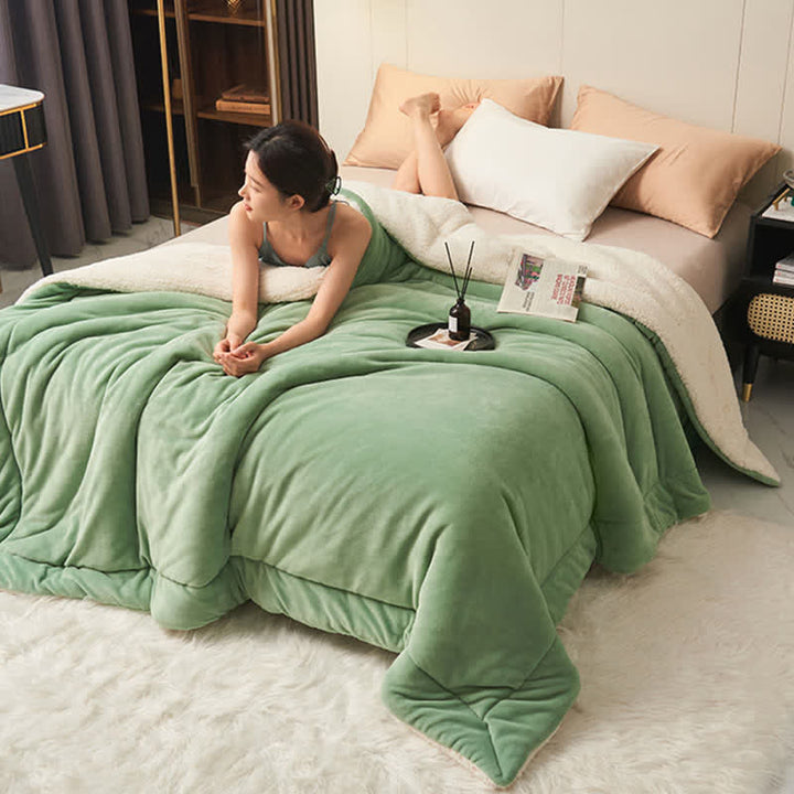 Lisslune | Solid thick double-sided velvet cube blanket