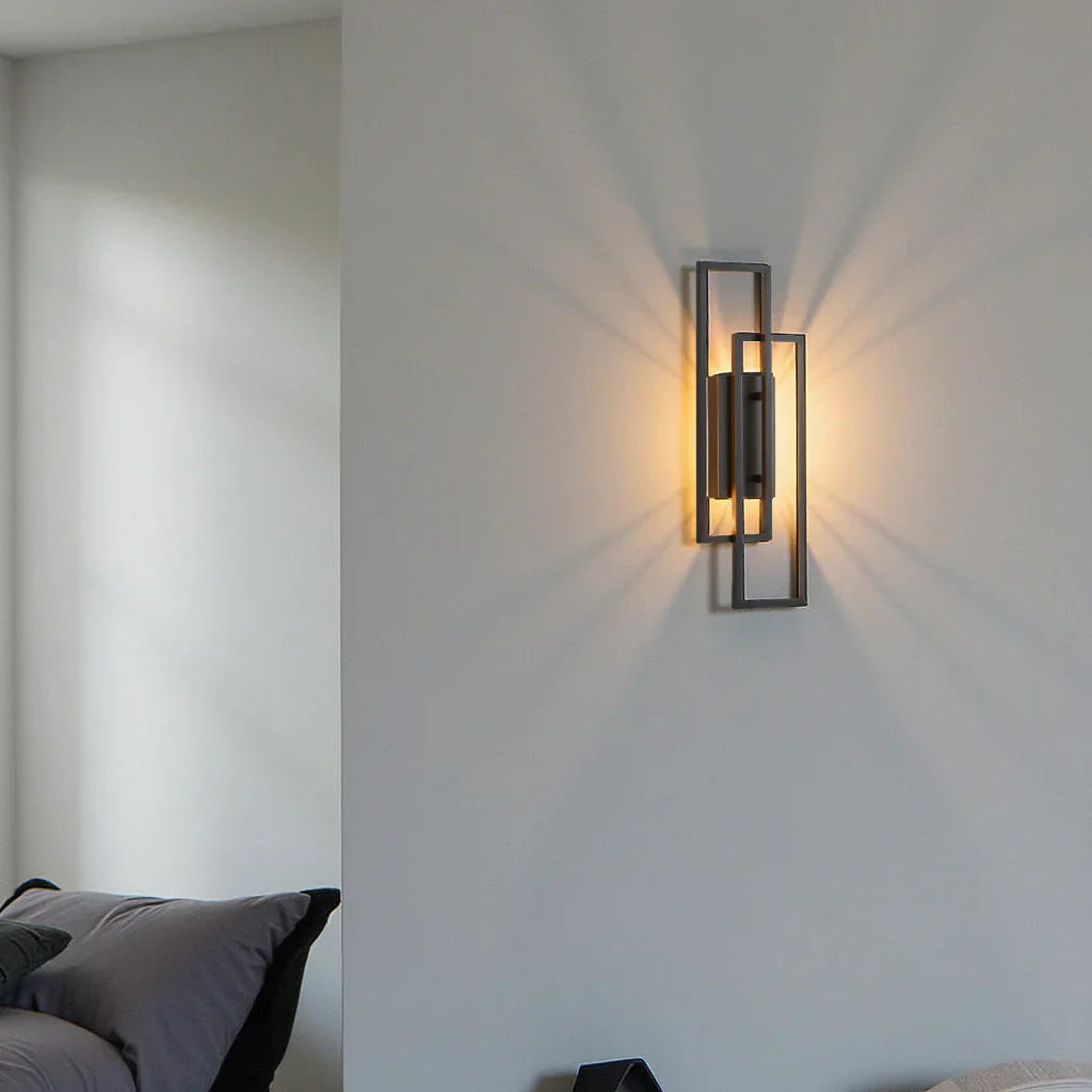 Lisslune | Modern Geometric LED Wall Light – Rectangle Design with Remote Dimming (Black or Copper Finish)