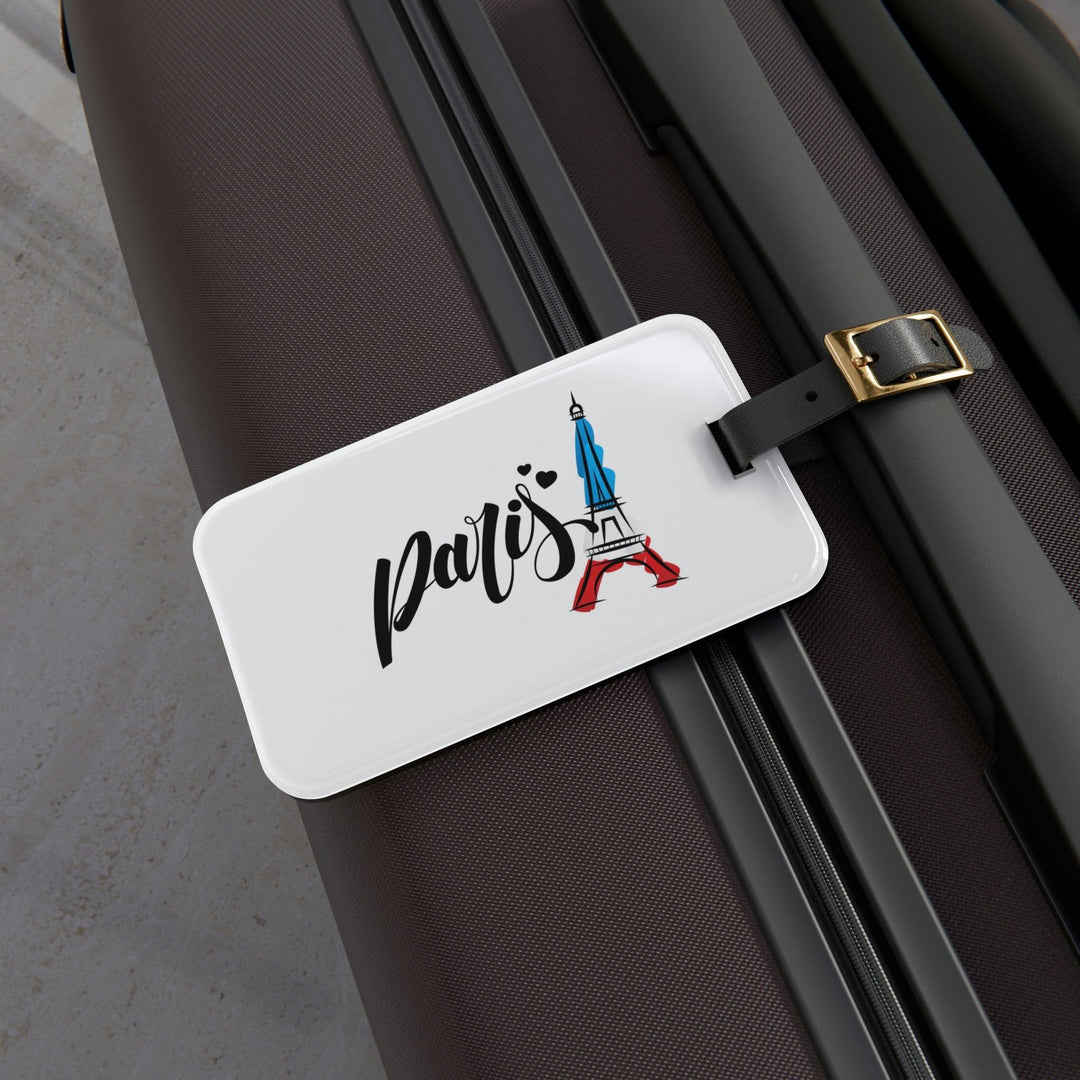 Lisslune | Elegant Parisian Travel: Individual Acrylic Luggage Tag with Leather Strap