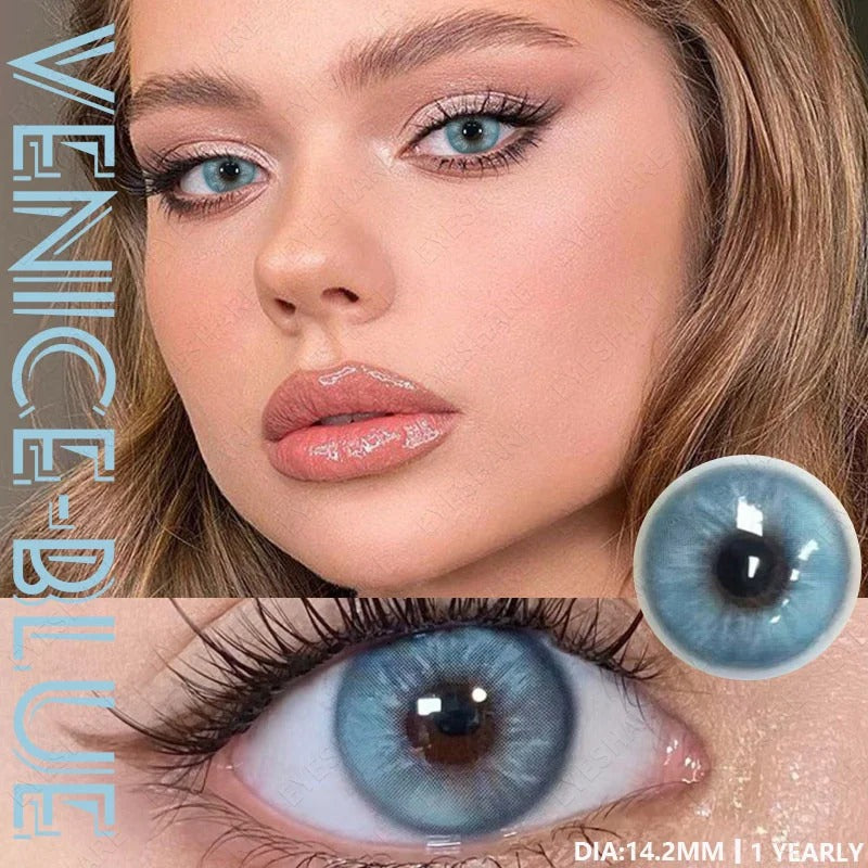 Lisslune Venice Blue 14.2mm 1 Pair | 1 Year