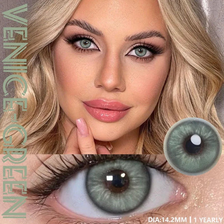 Lisslune Venice Green 14.2mm 1 Pair | 1 Year