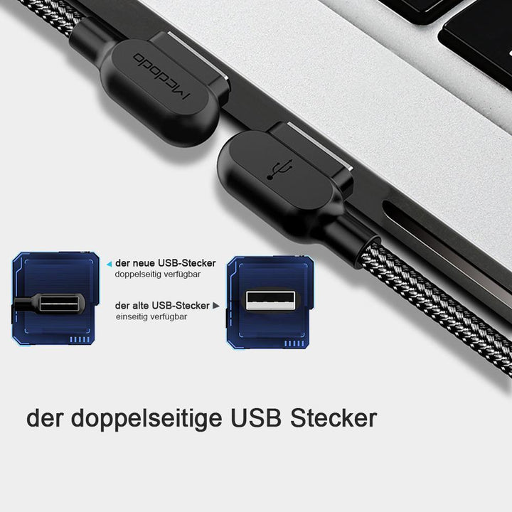 Lisslune | Bequee Lightning-USB charging cable with 90-degree design for iOS and Android