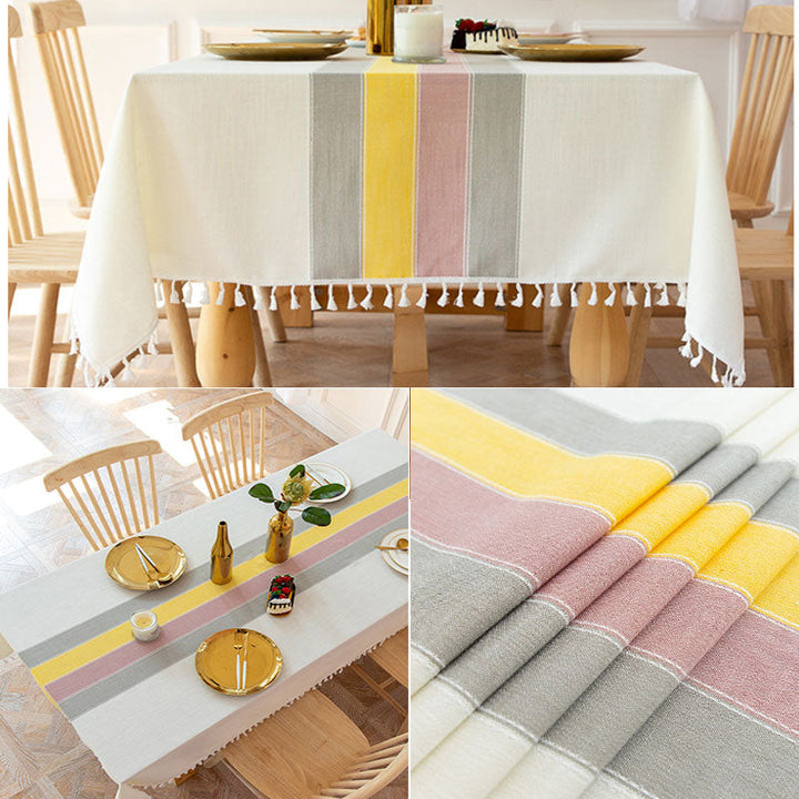 Lisslune | Waterproof Oil-resistant Rectangular Tablecloth Cotton Linen Wrinkle-resistant Tablecloth for Kitchen Dining Room Buffet Party