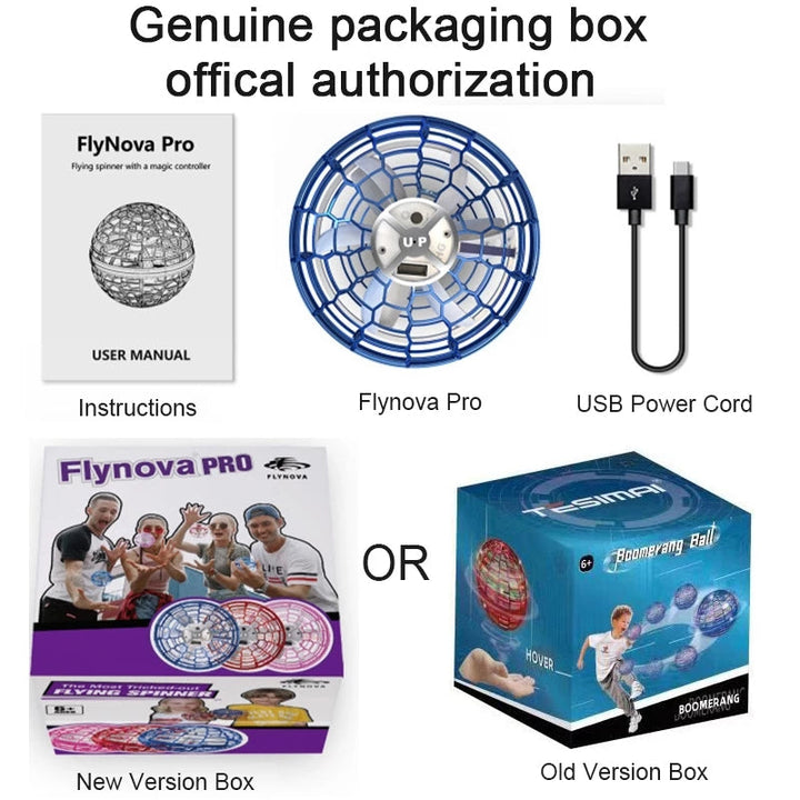 Lisslune | Flynova Pro Flying Ball Spinner Toy Hand-controlled Drone Helicopter 360 Degree Rotating Mini UFO with Light Kids Gifts
