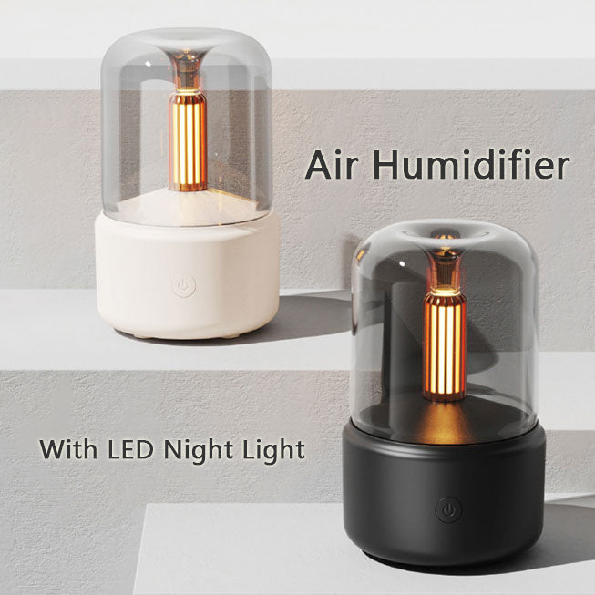 Lisslune | Atmosphere Light Air Humidifier Candlelight Aroma Diffuser Portable 120ml Electric USB Humidifier Cool Mist Maker Fogger 8-12 Hours With LED Night Light