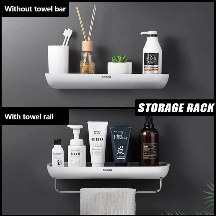 Lisslune | Wall-Mounted Shower Storage Rack Without Drilling – With Towel Holder & Drain Holes