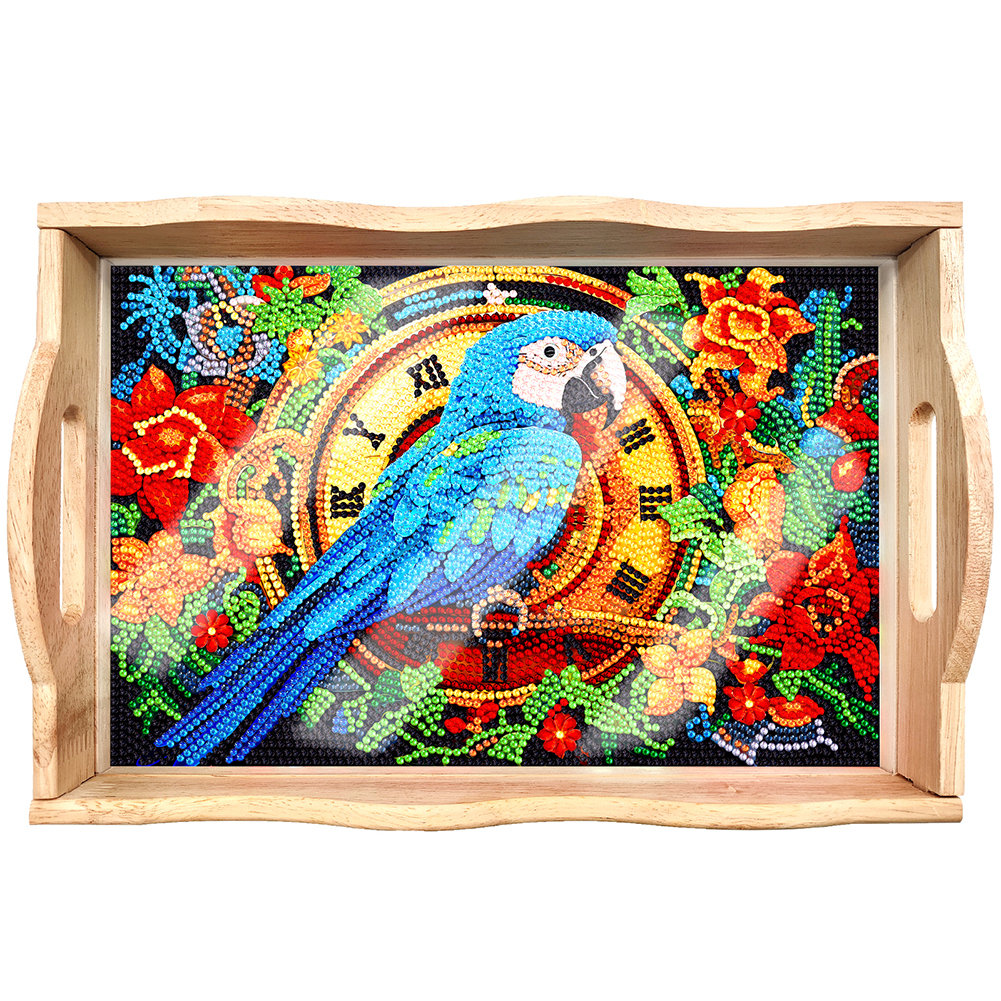 Lisslune | DIY Diamond Painting Wooden Tray Food Tray with Handle Living Room Decoration Mandala Wooden Tray Kit