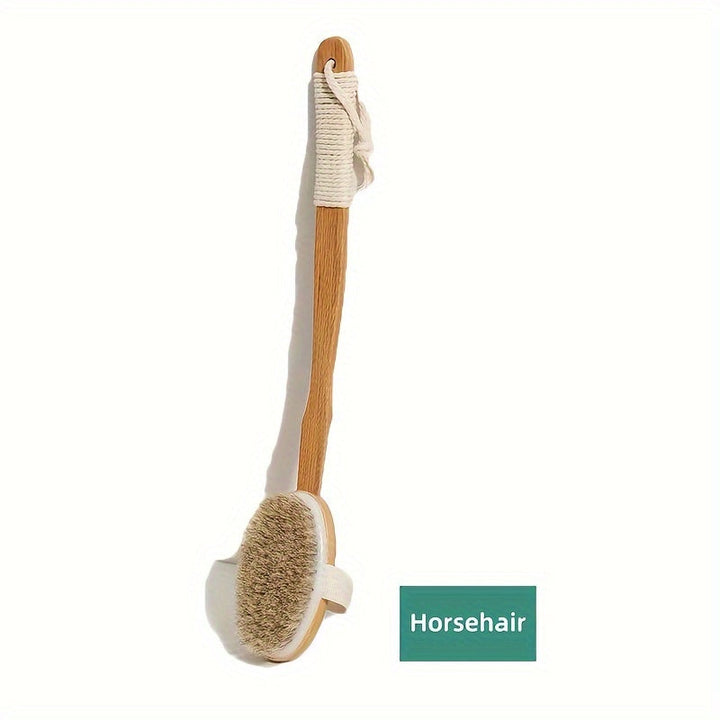 Lisslune | Back Boar Bristles Cleaning Sponge for the Shower - Long Wooden Handle Bath Sponge Brush, Soft Natural Bristles for Back Cleaning