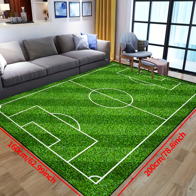 Lisslune | Football Field Pattern Carpet - non-slip washable lounge mats for living room, bedroom, garden or gaming room