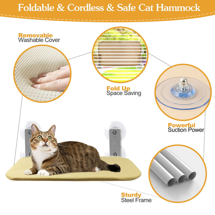 Lisslune | Foldable Cat Hammock Suction Cup Cat Hammock