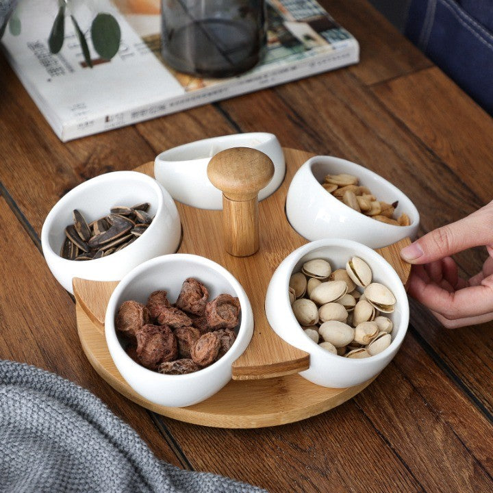 Lisslune | Tea Time Bamboo Porcelain Snack Tray
