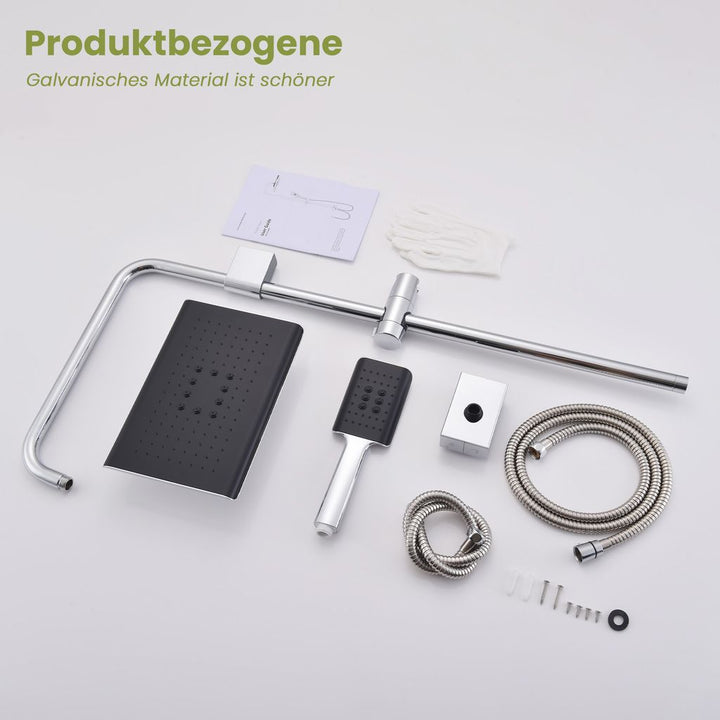 Lisslune | Shower system without faucet, rainfall shower set with self-cleaning shower head and handheld shower, shower column for bathroom/bathtub