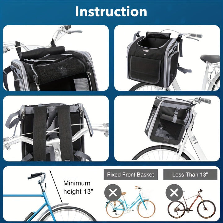 Lisslune | Expandable Pet Bike Basket – Comfortable & Safe Bicycle Carrier for Small Dogs and Cats