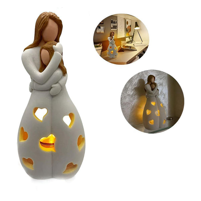 Lisslune | Charming Mother-Daughter Figure with Flickering Candleholder