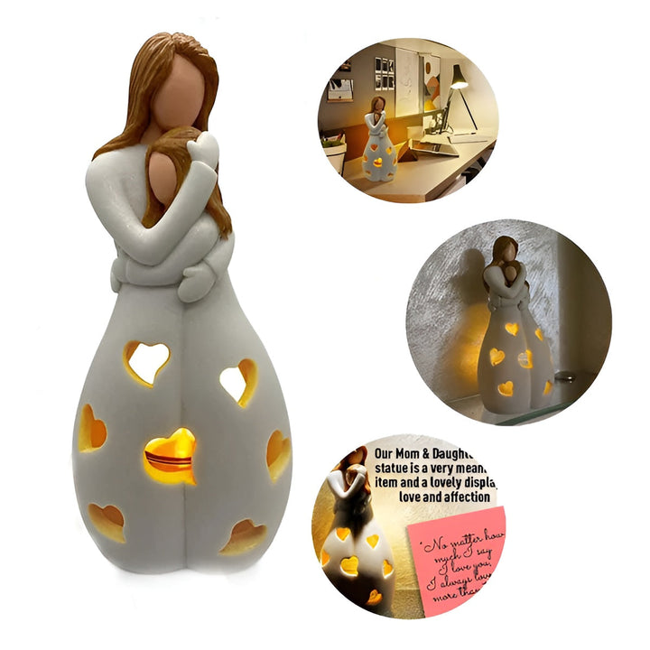 Lisslune | Embracing Mother Daughter Figure Flickering Candle Holder - LoveGlow