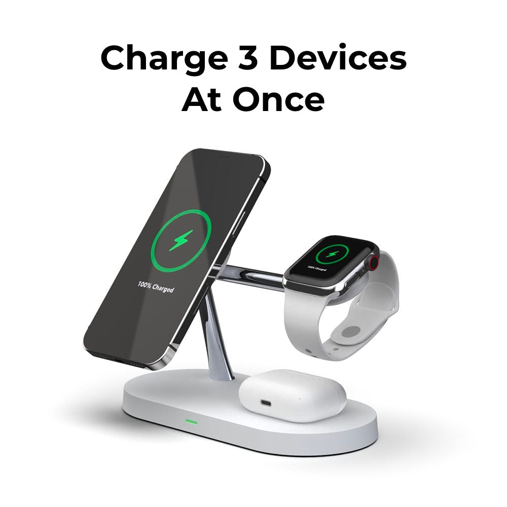 Lisslune | 4-in-1 Wireless Charging Station - Magnetic Qi Charger for Phone, Watch & Earbuds