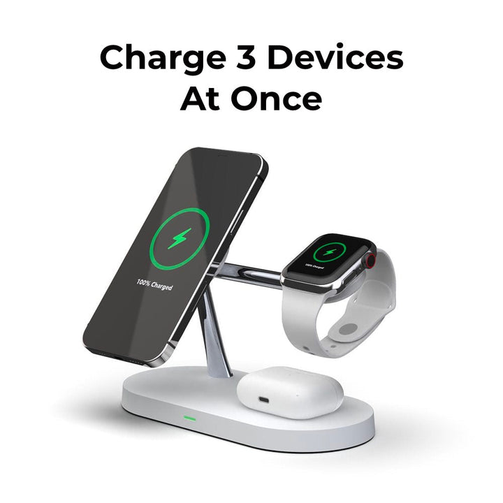 Lisslune | 4-in-1 Wireless Charging Station - Magnetic Qi Charger for Phone, Watch & Earbuds
