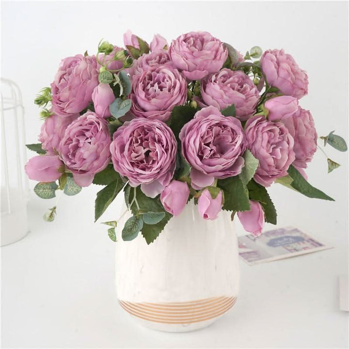 Lisslune | Artificial Peony Bouquet with Blossoms and Buds