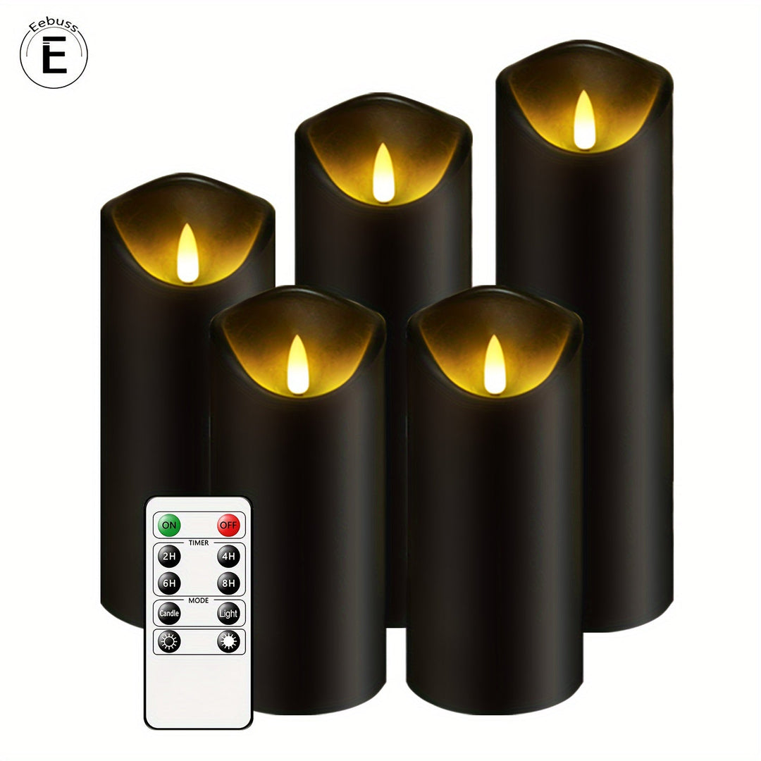 Lisslune | MystiFlame - 5-Piece LED Candle Set with Black Finish