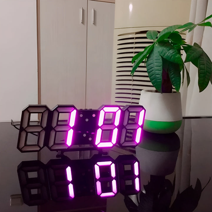 Lisslune | PixelTime Clock – Modern 3D LED Digital Wall Clock with Temperature, Date & Alarm