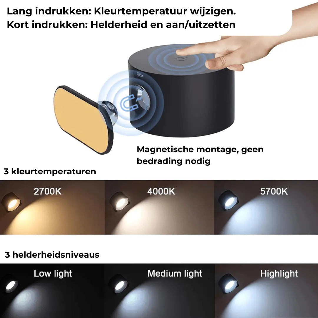 Lisslune | Wall lamp Rechargeable Wireless 360°