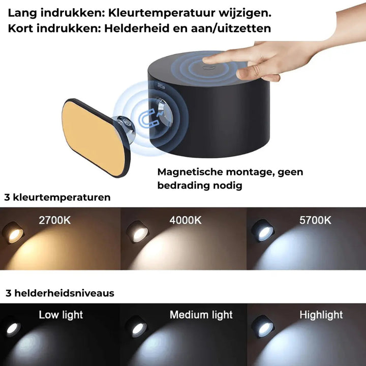 Lisslune | Wall lamp Rechargeable Wireless 360°