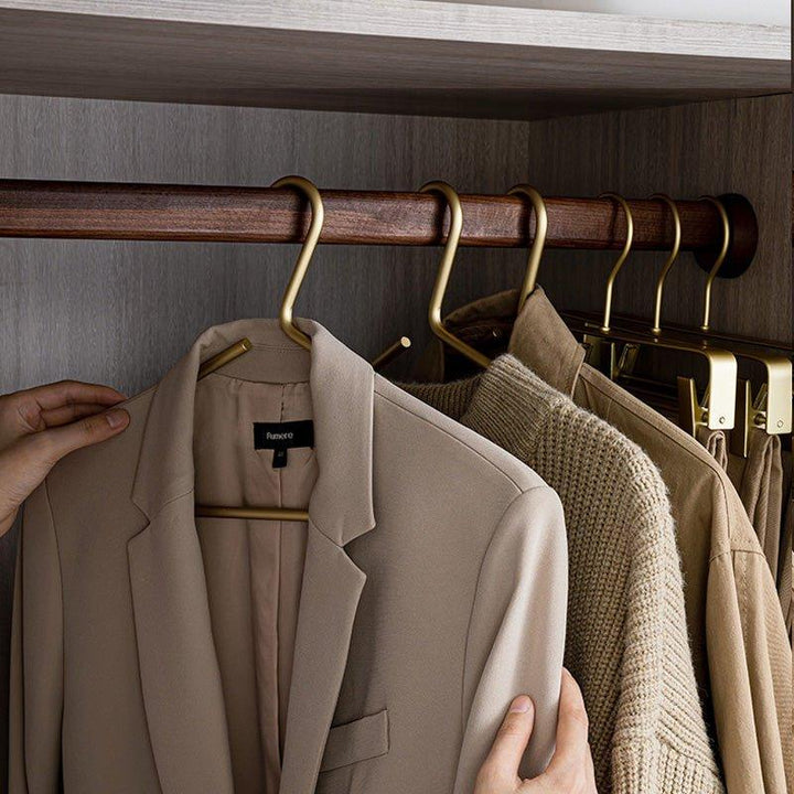 Lisslune | 5 pieces of hangers made of solid matte gold/silver │ Seamless wardrobe organizer made of metal