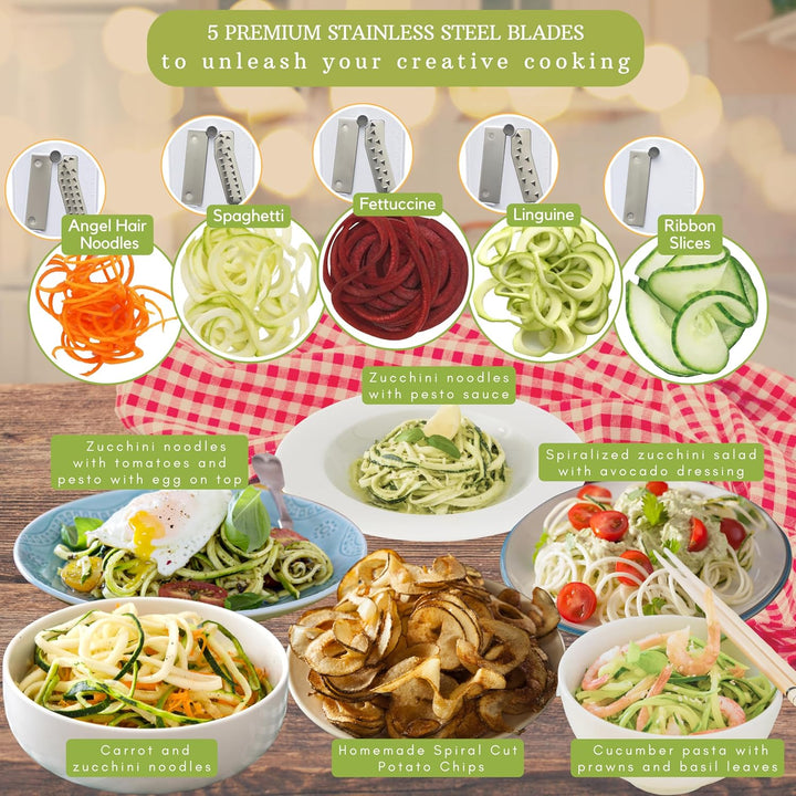Lisslune | 5-Piece Vegetable Spiralizer – Robust Slicer