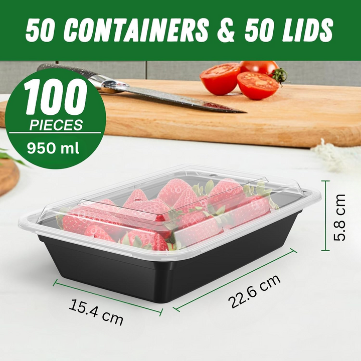 Lisslune | 50-Pack Reusable Meal Prep Containers with Lid, Leakproof