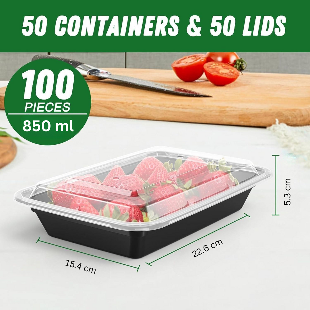 Lisslune | 50-Pack Reusable Meal Prep Containers with Lid, Leakproof