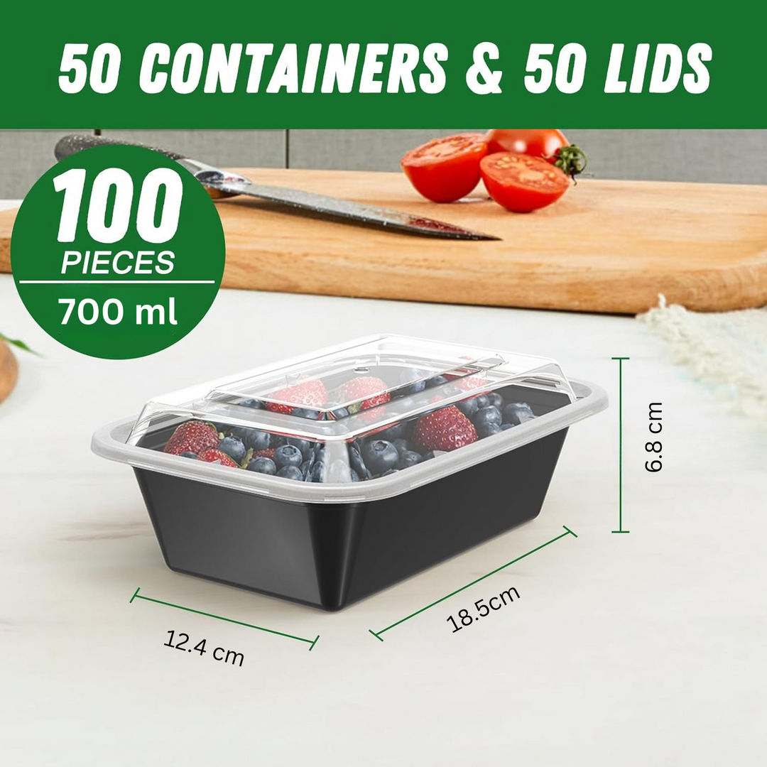 Lisslune | 50-Pack Reusable Meal Prep Containers with Lid, Leakproof