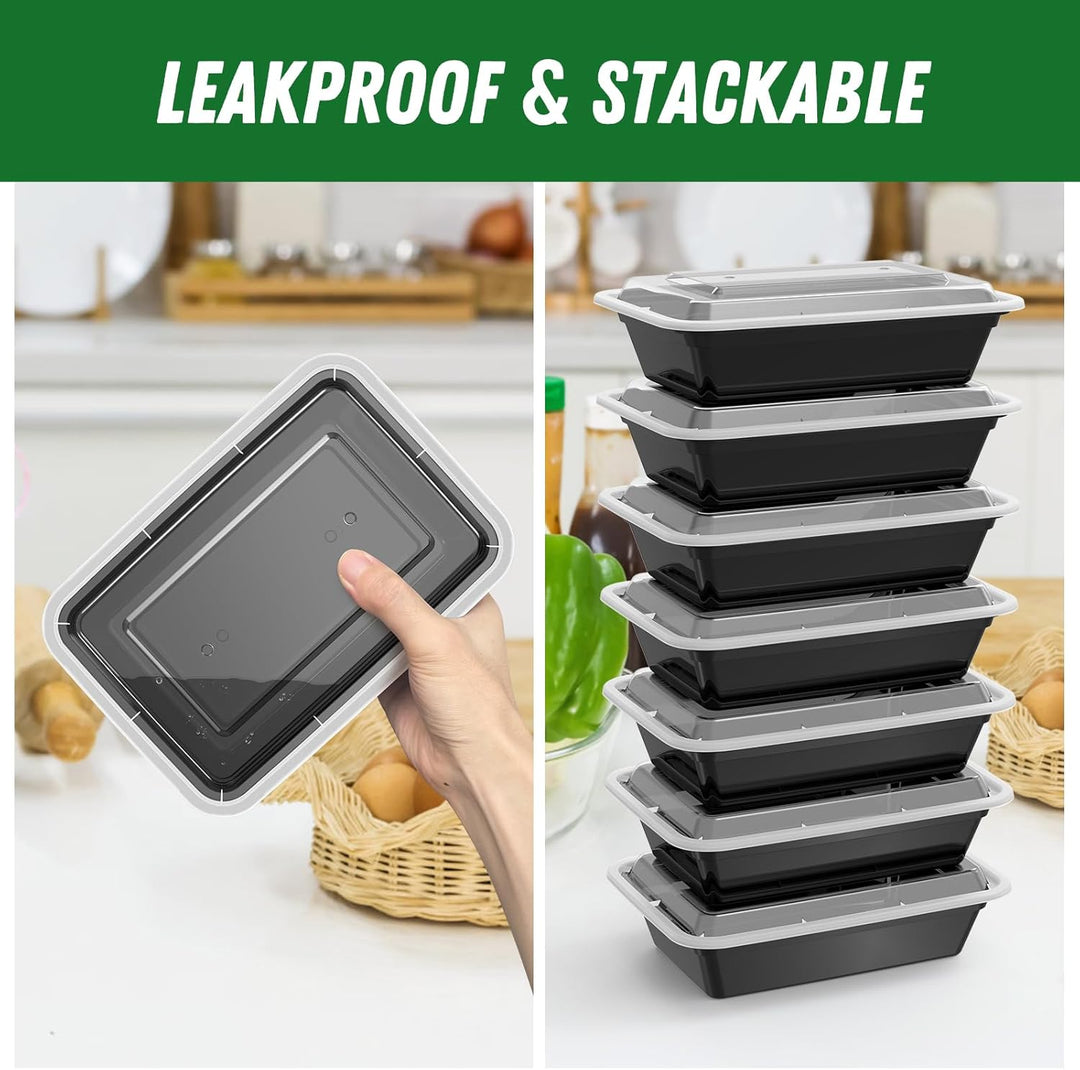 Lisslune | 50-Pack Reusable Meal Prep Containers with Lid, Leakproof