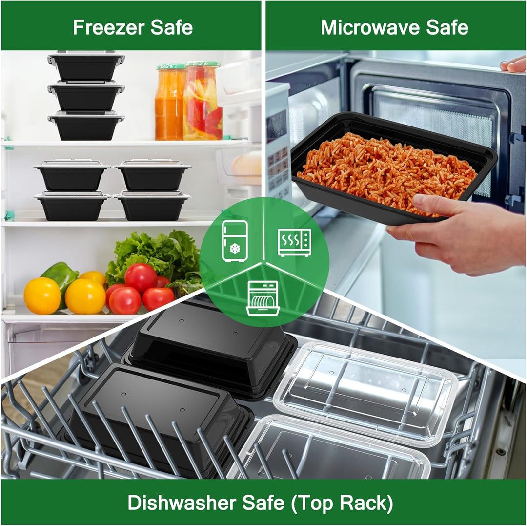 Lisslune | 50-Pack Reusable Meal Prep Containers with Lid, Leakproof