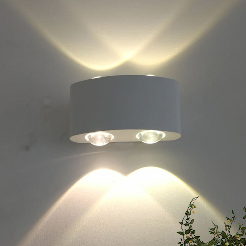 Lisslune | Metallic drum-shaped wall lamp Modernism 4 bulbs white wall lamp with white/warm light