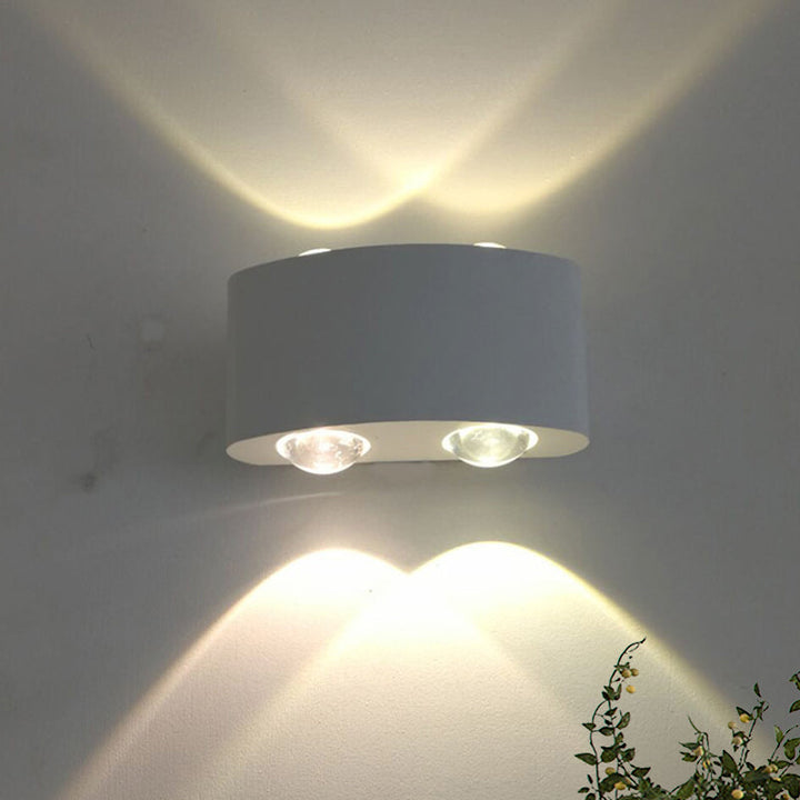 Lisslune | Metallic drum-shaped wall lamp Modernism 4 bulbs white wall lamp with white/warm light