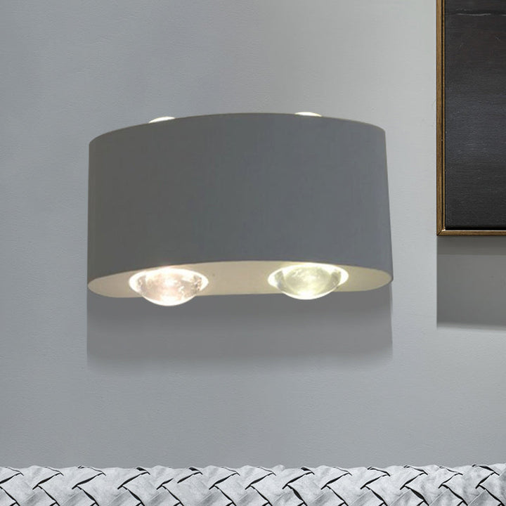 Lisslune | Metallic drum-shaped wall lamp Modernism 4 bulbs white wall lamp with white/warm light
