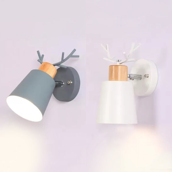 Skørter | Nordic Stylish Bucket Wall Lamp Rotatable Metal 1 Light Wall Lamp with Hares for the Study Room