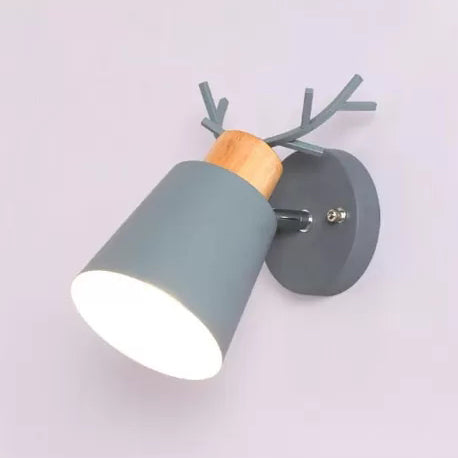 Skørter | Nordic Stylish Bucket Wall Lamp Rotatable Metal 1 Light Wall Lamp with Hares for the Study Room