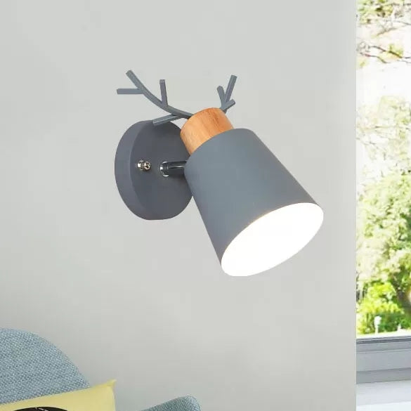 Skørter | Nordic Stylish Bucket Wall Lamp Rotatable Metal 1 Light Wall Lamp with Hares for the Study Room