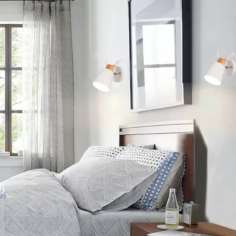 Skørter | Nordic Stylish Bucket Wall Lamp Rotatable Metal 1 Light Wall Lamp with Hares for the Study Room