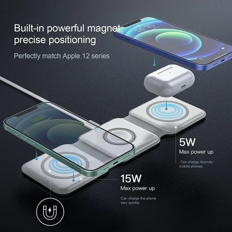 Lisslune | Magnetic foldable wireless charger, compact charging, anytime, anywhere!