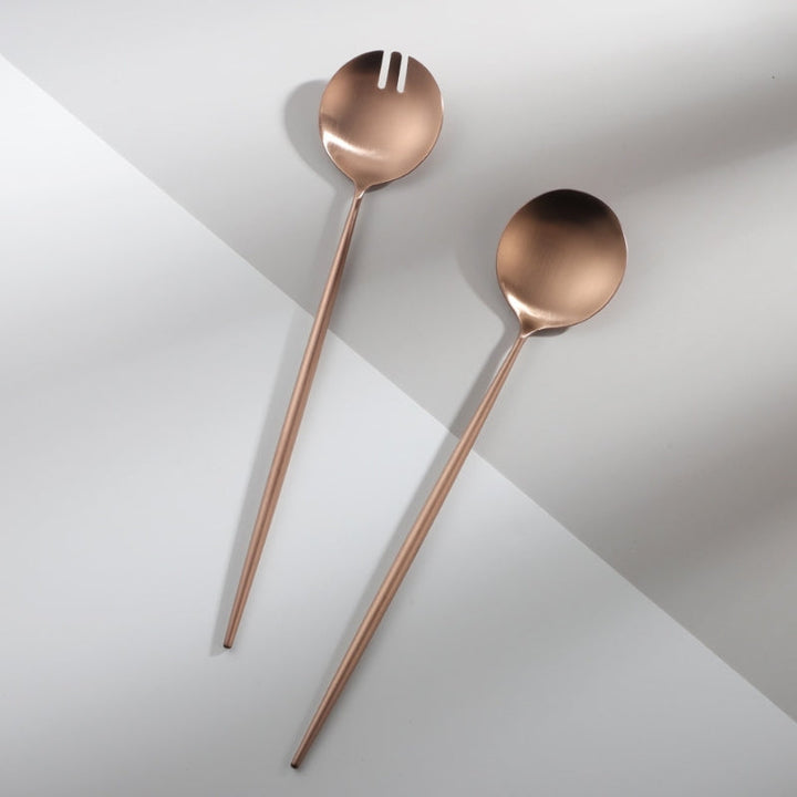 Lisslune | Rose Gold Salad Cutlery and Serving Utensils Set