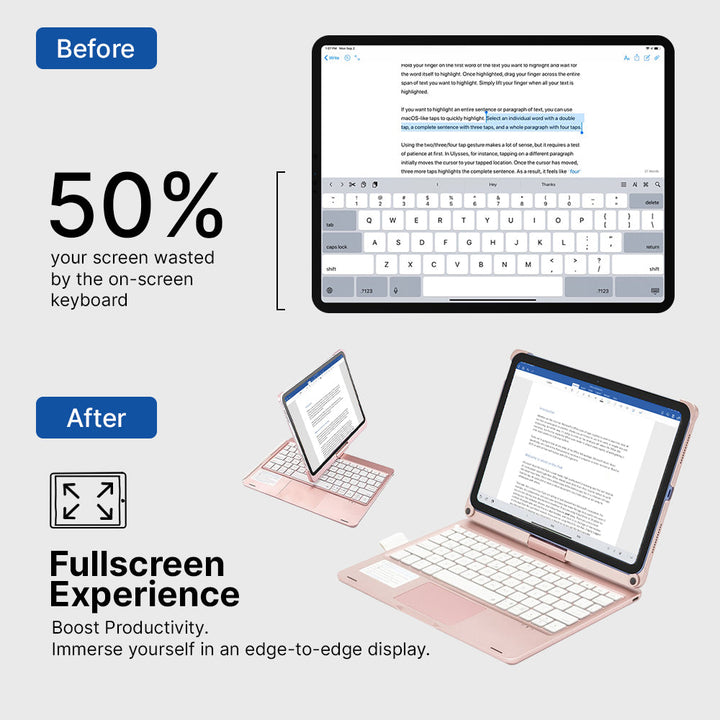 Lisslune | Wireless Keyboard Case for iPad - Rotating Design
