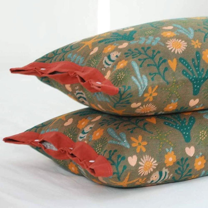 Lisslune | Coral Floral Cotton Pillow Sham – Breathable & Reversible
