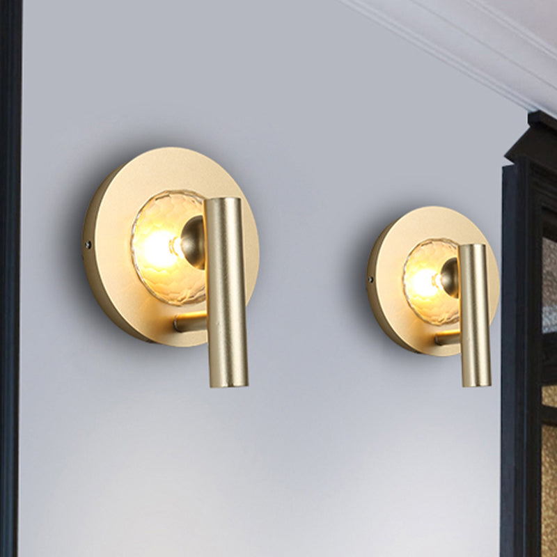 Skørter | Gold Cylinder Wall Mount Light Fixture Simple Metal 1 Head LED Foyer Wall Lamp Lighting