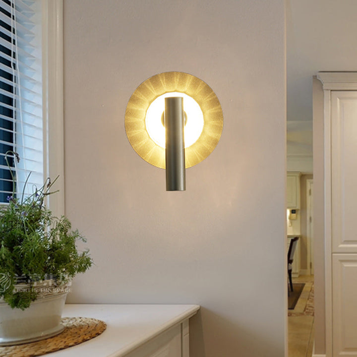 Skørter | Gold Cylinder Wall Mount Light Fixture Simple Metal 1 Head LED Foyer Wall Lamp Lighting