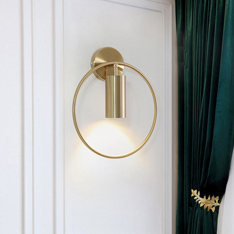 Skørter | 11"/15" H Metal Gold Wall Mount Lighting Round 1 Bulb Vintage Flush Wall Sconces in Warm/White/Natural Light